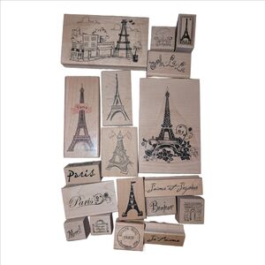 Bundle Of Paris Themed Rubber Stamps